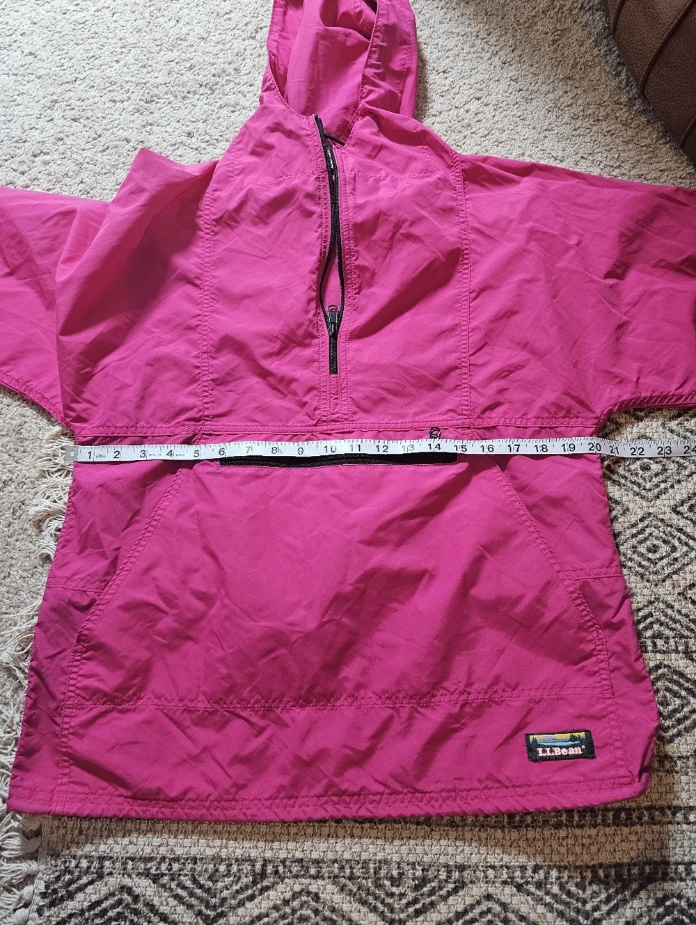 Vintage VTG LL Bean Pink Anorak Jacket Pullover Half Zip Size S Stow Away Pocket - Picture 5 of 6